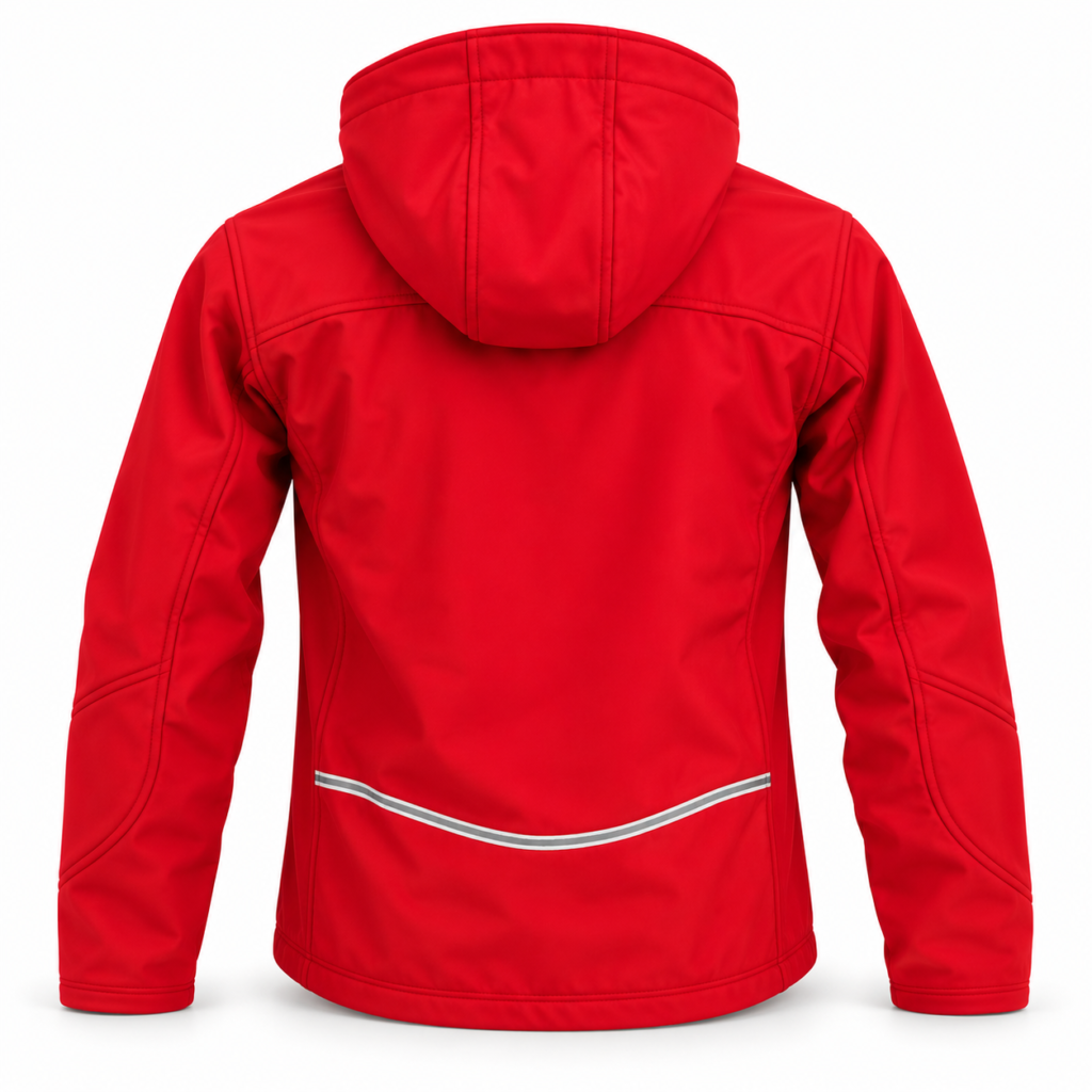 Kids Hooded Softshell Jacket – Red (back)